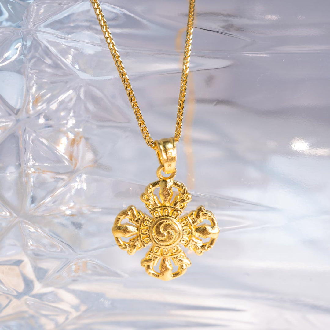 24k 999 Cross Necklace 6.05g, White Diamond 0.119ct