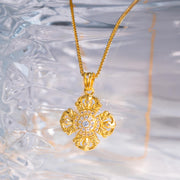 Jiaxy & K 24k 999 Cross Necklace 6.05g, White Diamond 0.119ct