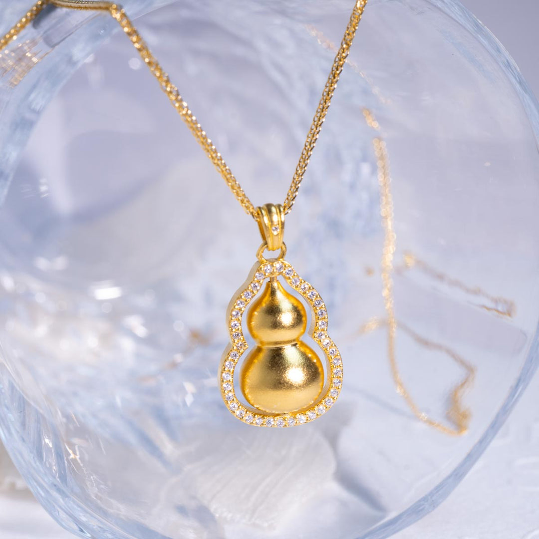 24k 999 Gourd Necklace 10.69g, White Diamond 0.179ct