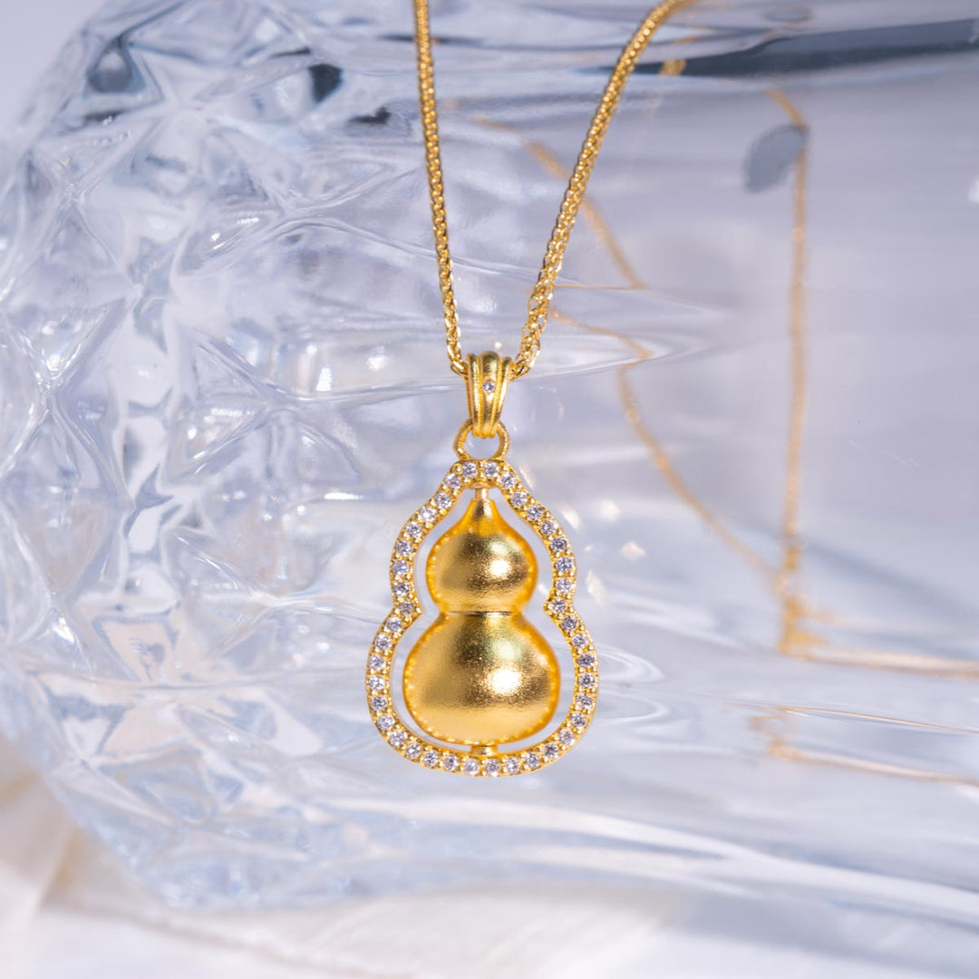 24k 999 Gourd Necklace 10.69g, White Diamond 0.179ct