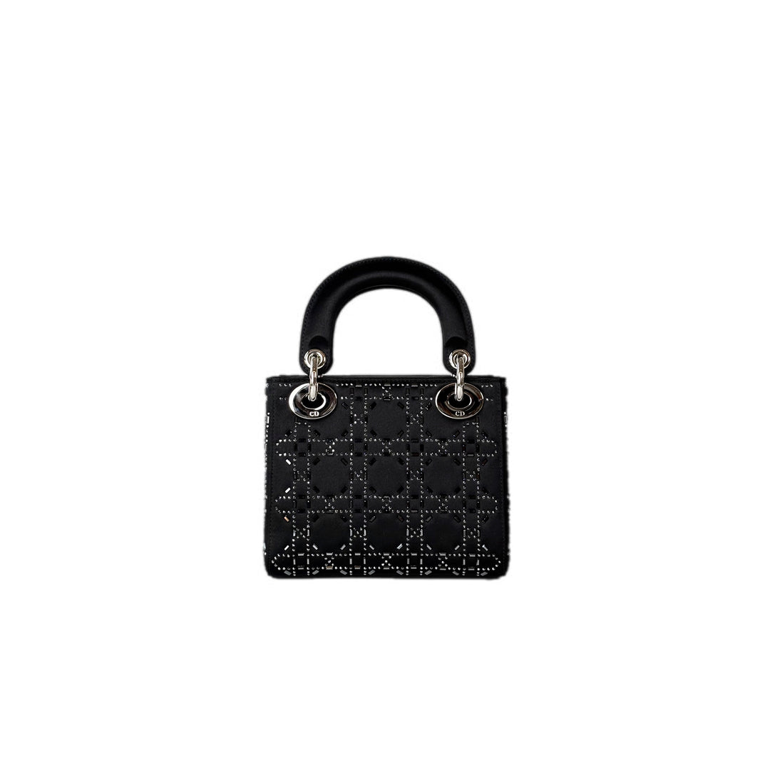 Dior Lady Dior Mini Satin Crystal Black Bag