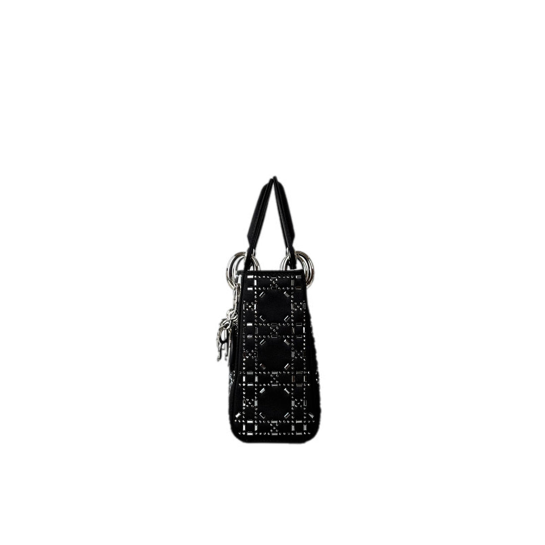 Dior Lady Dior Mini Satin Crystal Black Bag