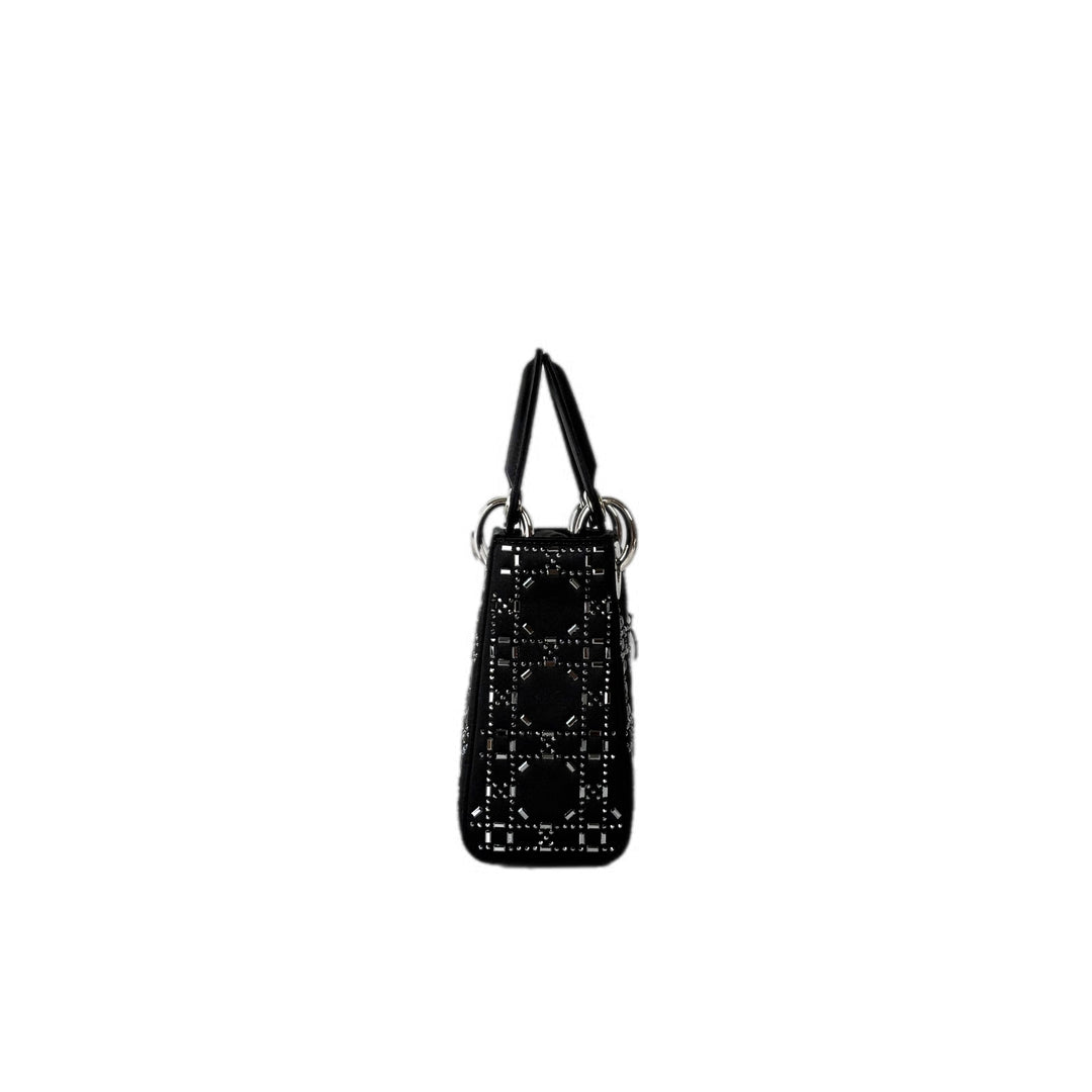Dior Lady Dior Mini Satin Crystal Black Bag