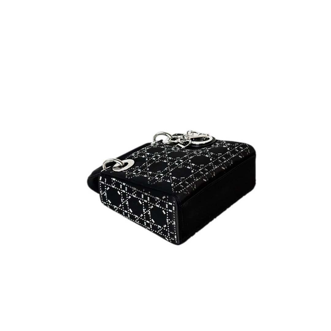 Dior Lady Dior Mini Satin Crystal Black Bag