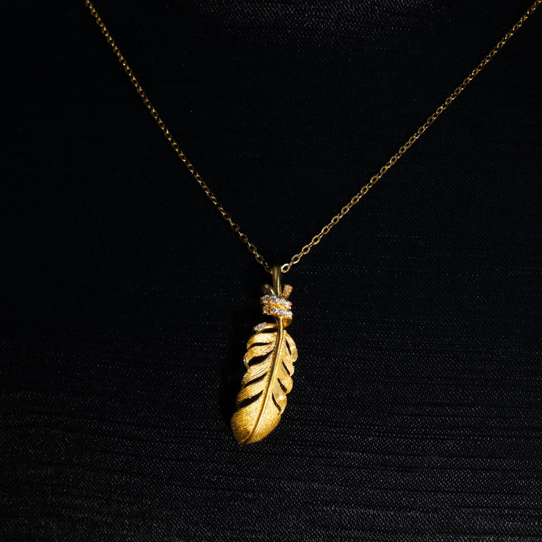 Jiaxy & K 24k 999 Feather Necklace 8.01g White Diamond 0.118ct - photo 6