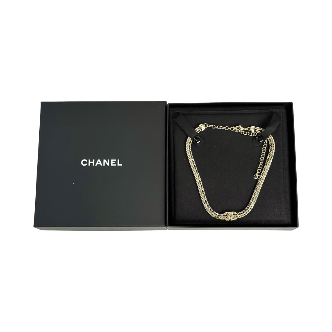 Chanel Black Chain Krystal CC Logo Chocker
