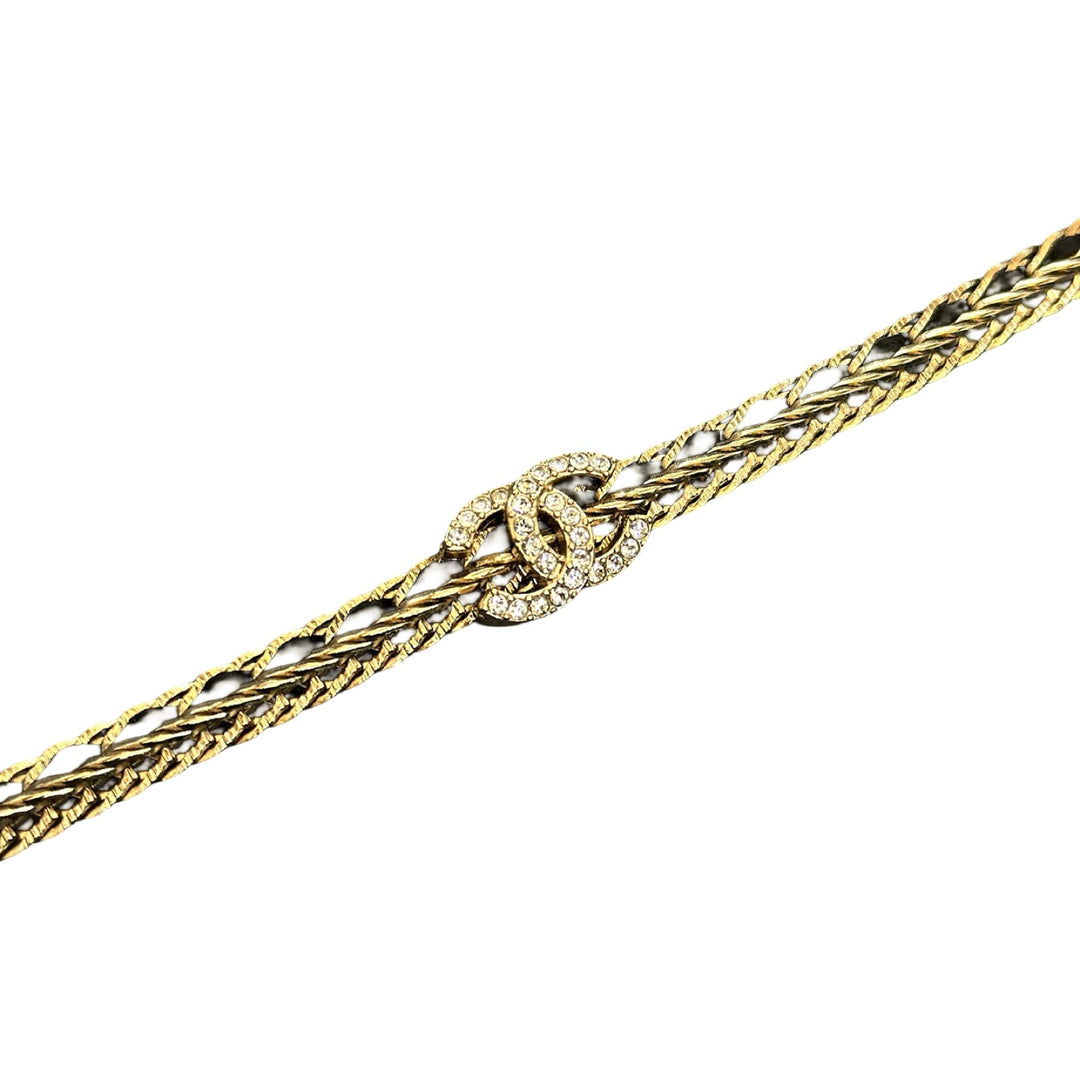 Chanel Black Chain Krystal CC Logo Chocker