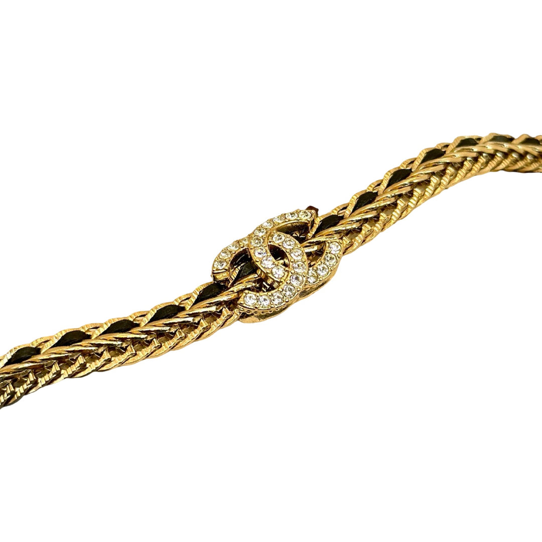 Chanel Black Chain Krystal CC Logo Chocker