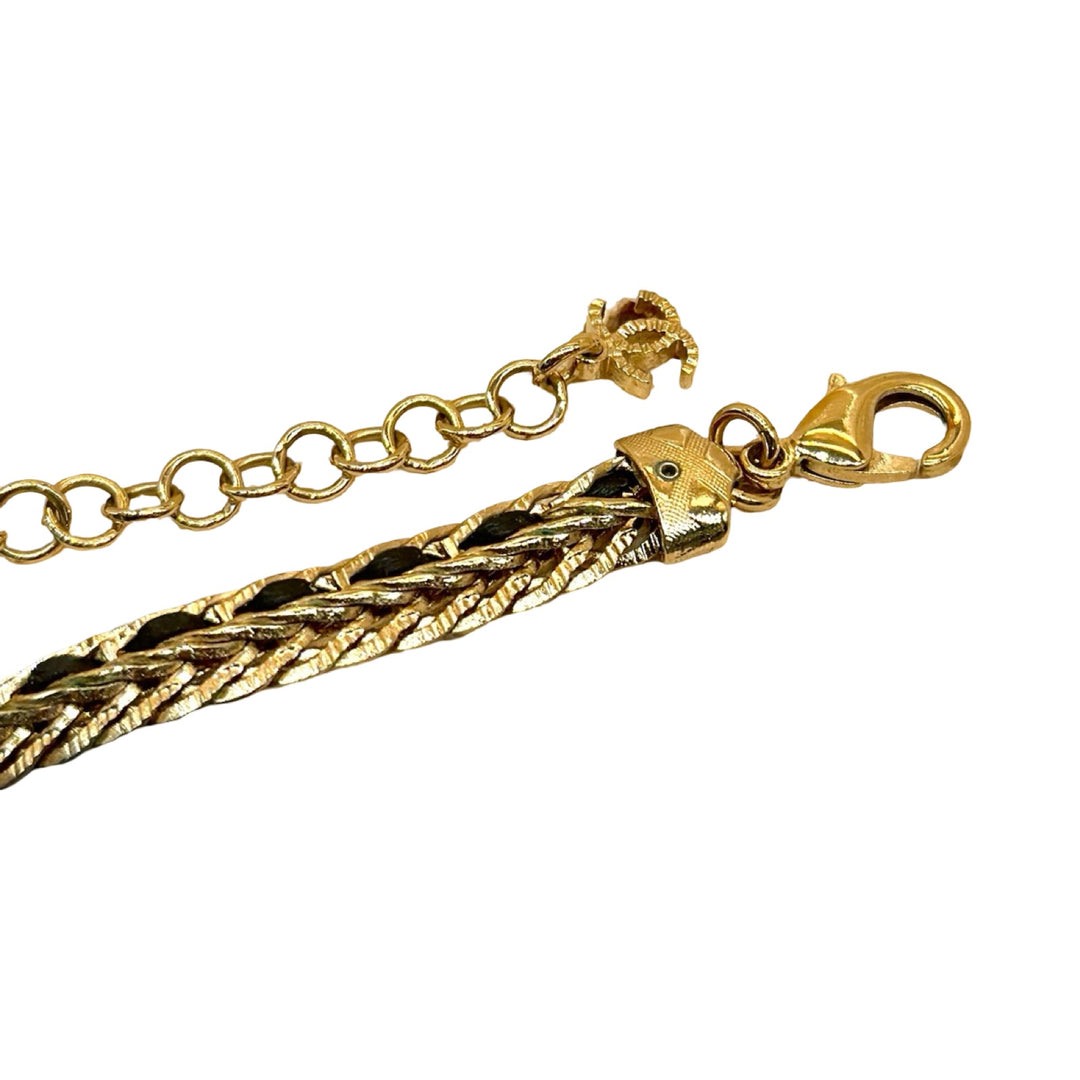 Chanel Black Chain Krystal CC Logo Chocker