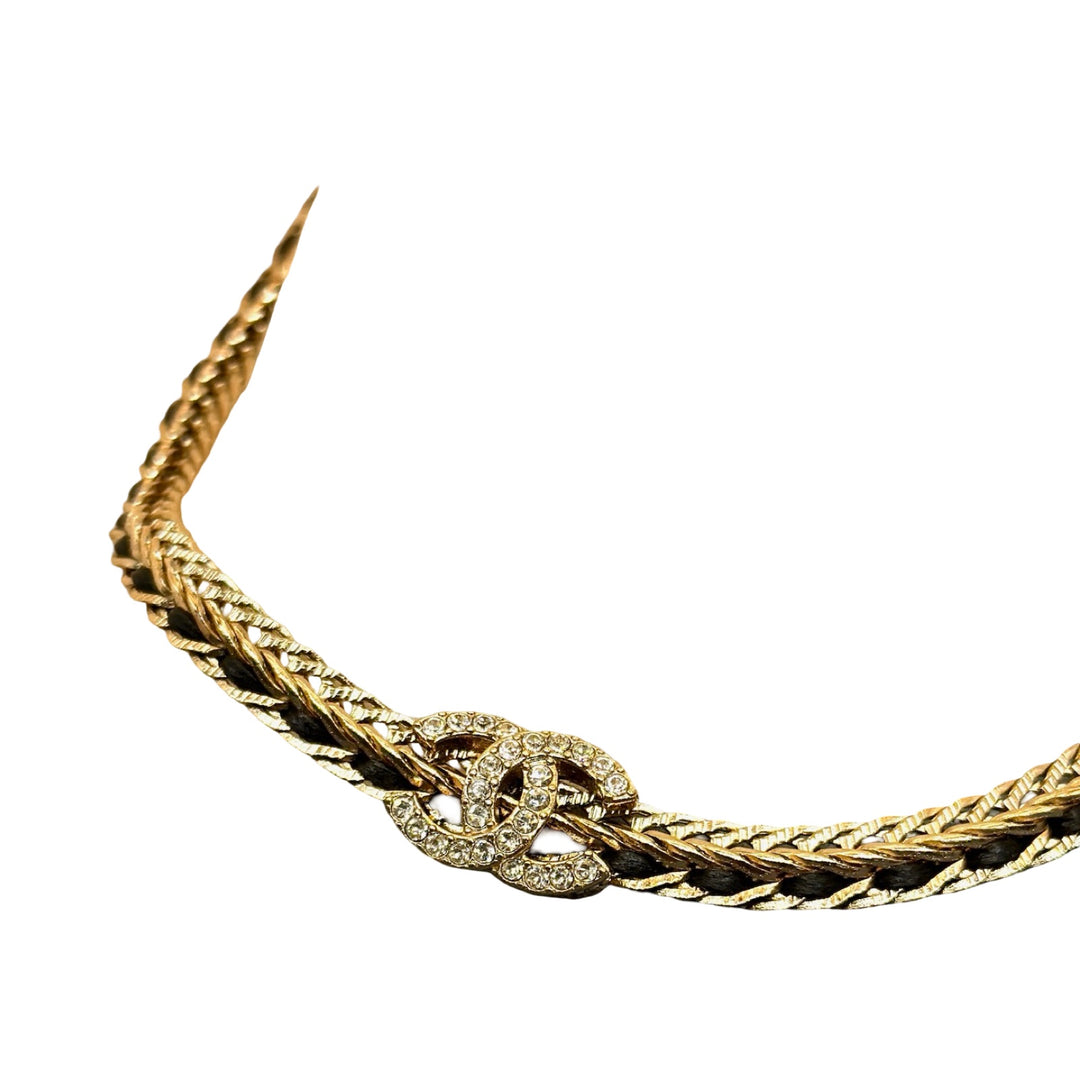 Chanel Black Chain Krystal CC Logo Chocker