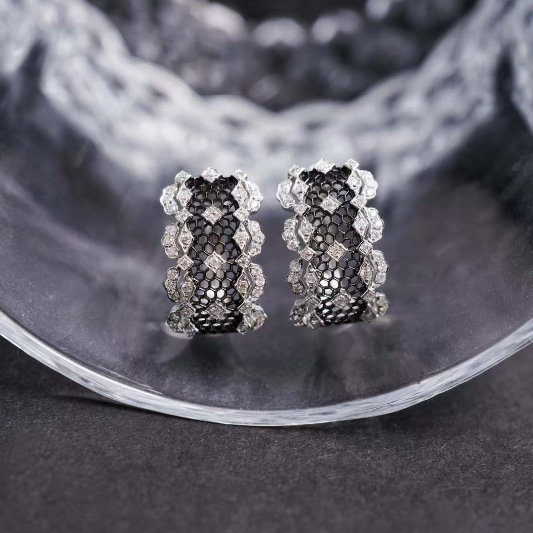 Natural White Diamond Buccellati Style Earrings D:0.30ct D-E, 18K Gold