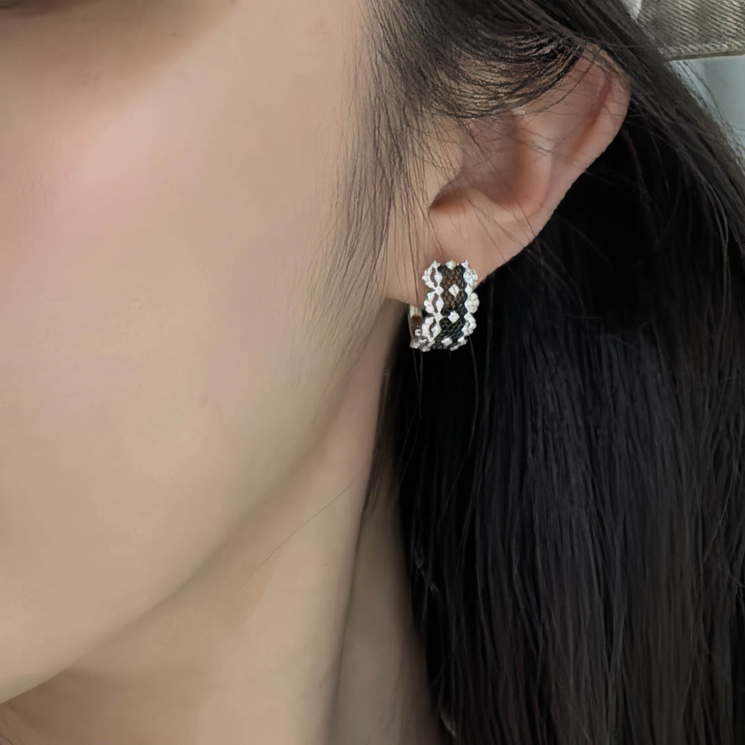 Natural White Diamond Buccellati Style Earrings D:0.30ct D-E, 18K Gold
