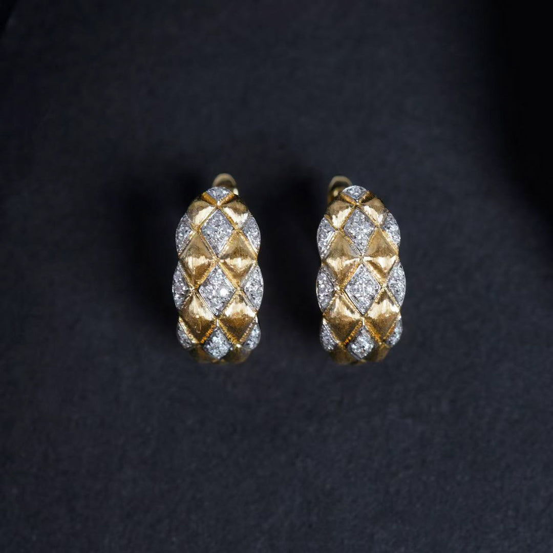 Natural White Diamond Earrings D:0.18ct D-E, 18K Gold