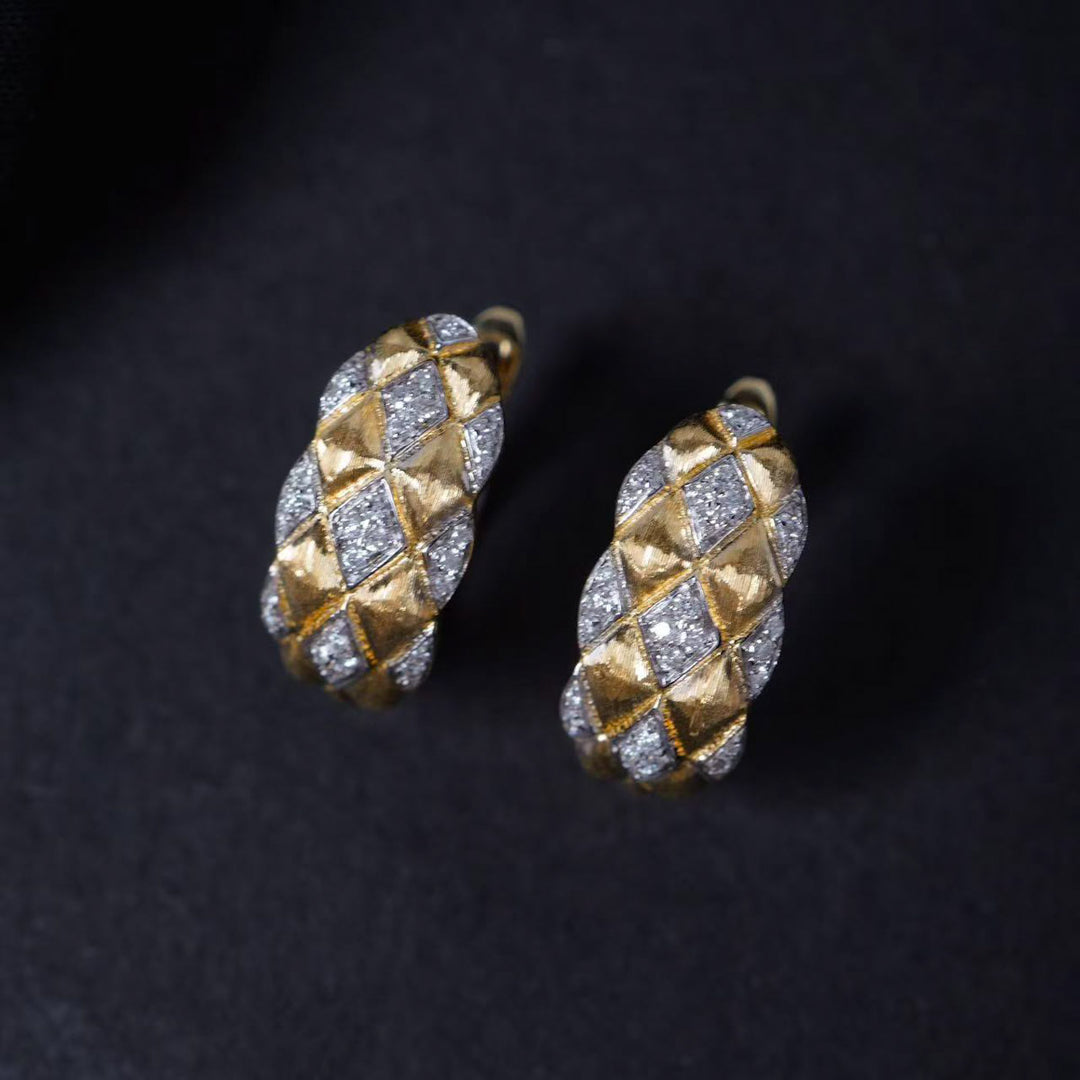 Natural White Diamond Earrings D:0.18ct D-E, 18K Gold