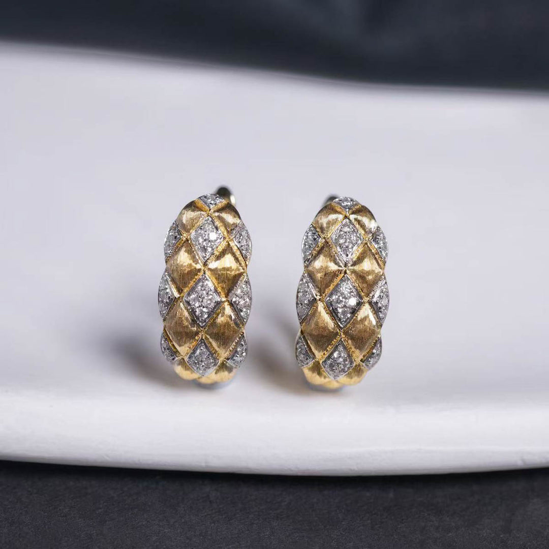 Natural White Diamond Earrings D:0.18ct D-E, 18K Gold