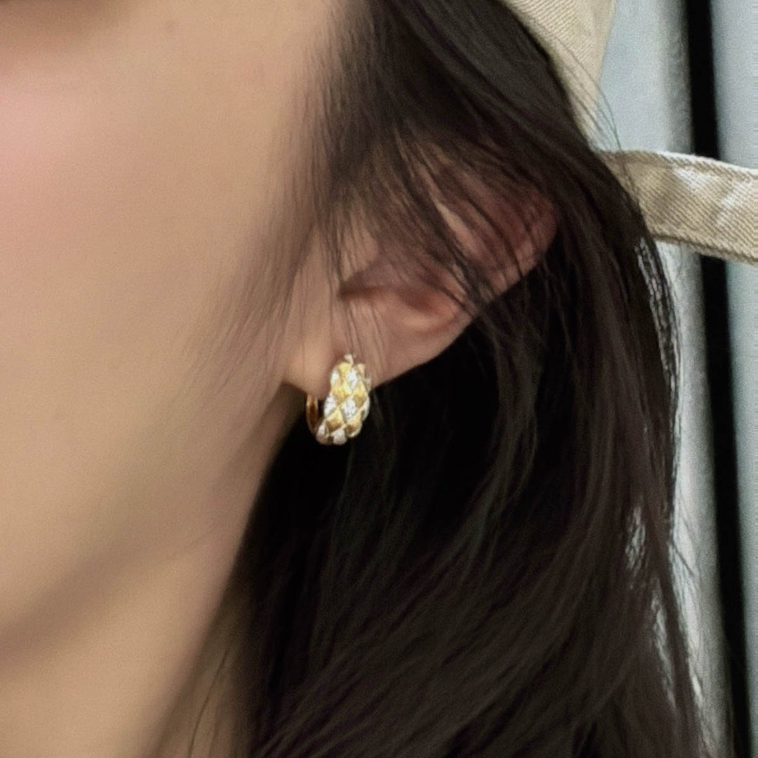 Natural White Diamond Earrings D:0.18ct D-E, 18K Gold