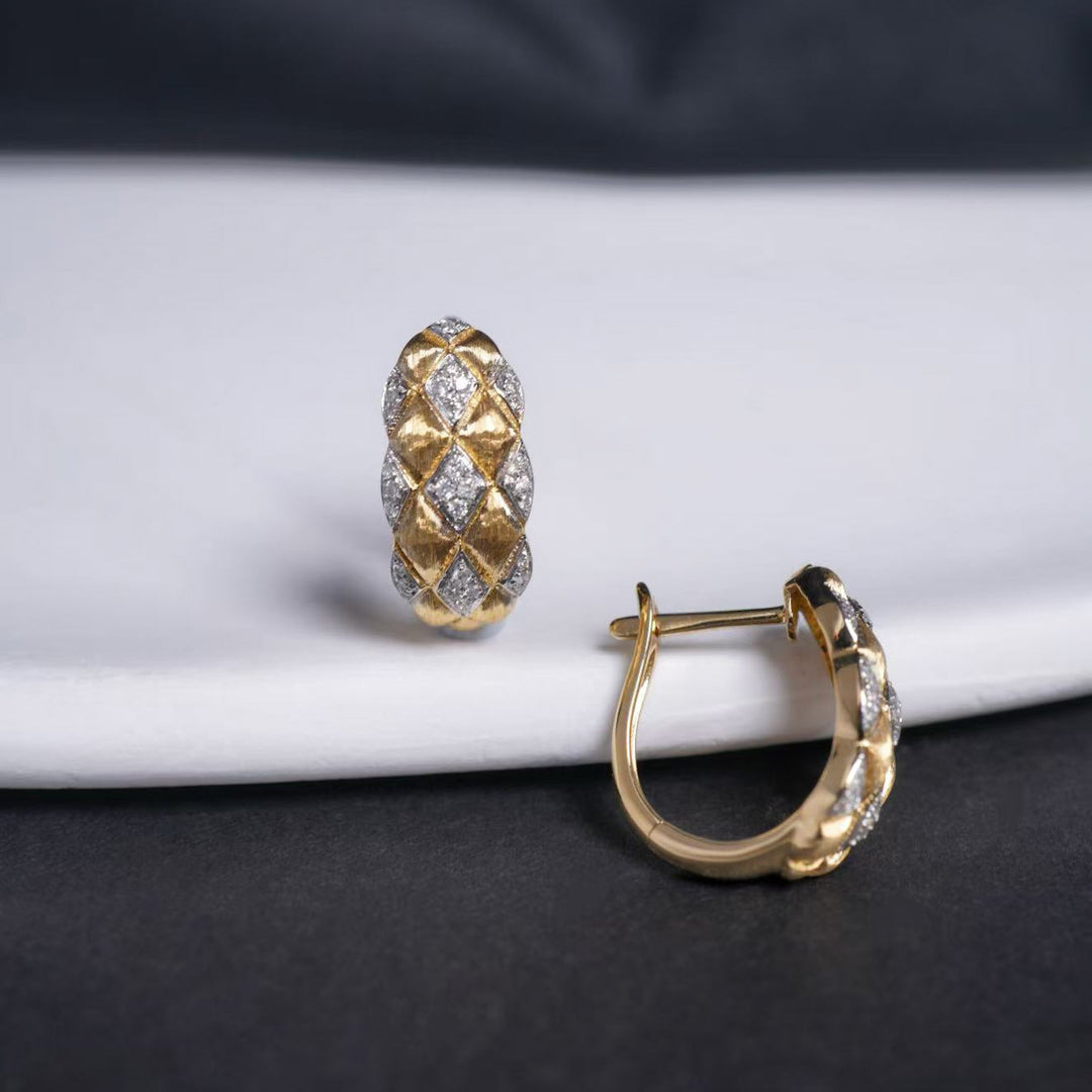 Natural White Diamond Earrings D:0.18ct D-E, 18K Gold