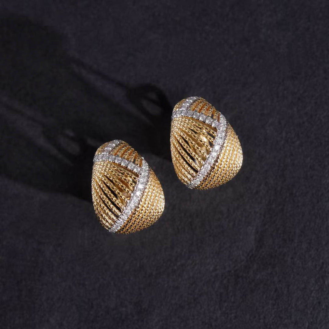 Natural White Diamond Earrings D:0.34ct D-E, 18K Gold
