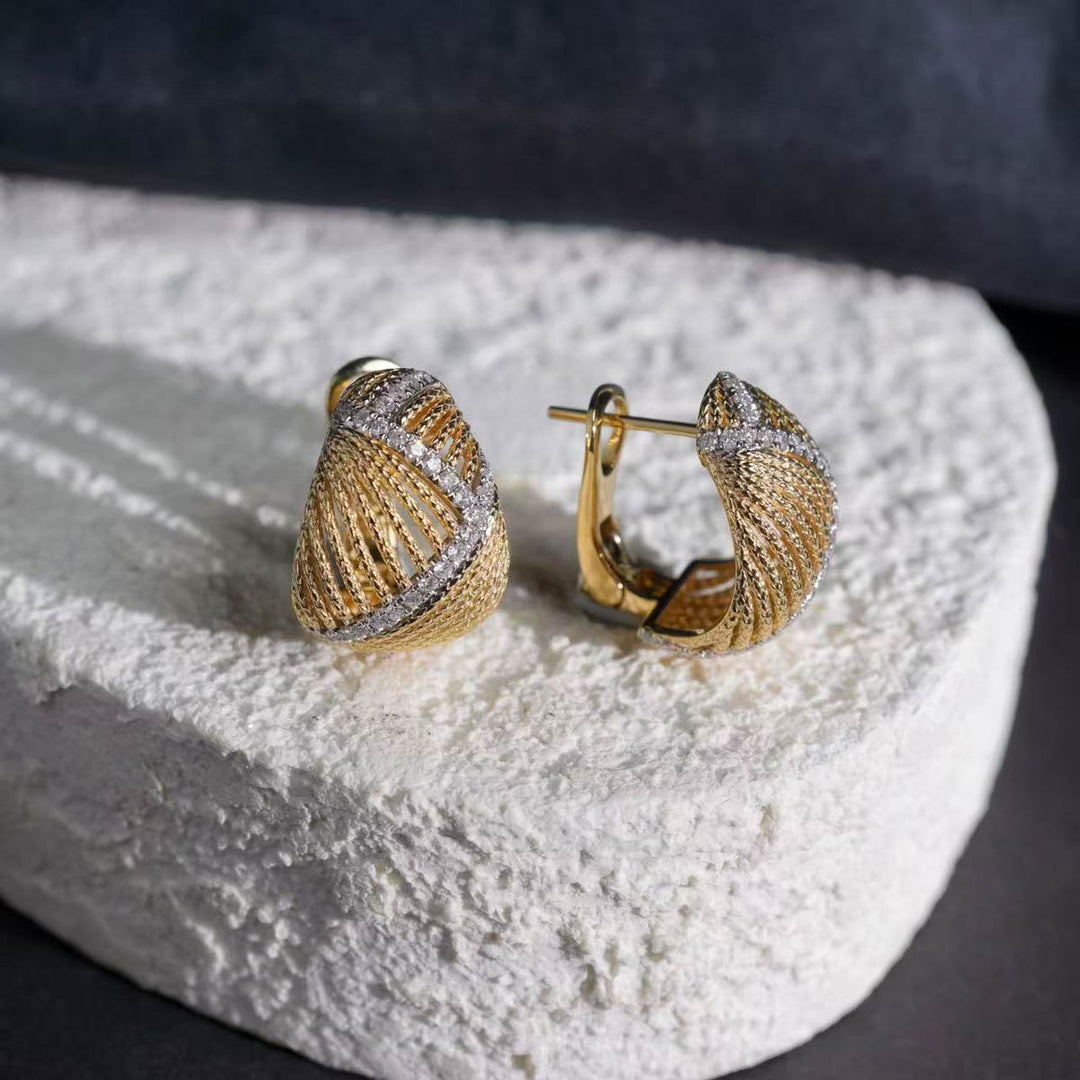 Natural White Diamond Earrings D:0.34ct D-E, 18K Gold