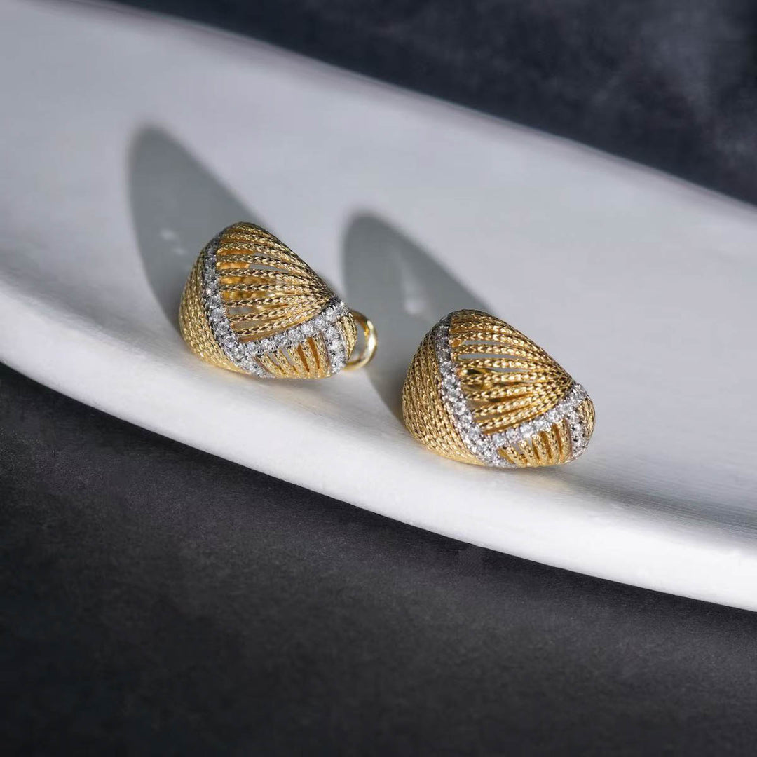 Natural White Diamond Earrings D:0.34ct D-E, 18K Gold