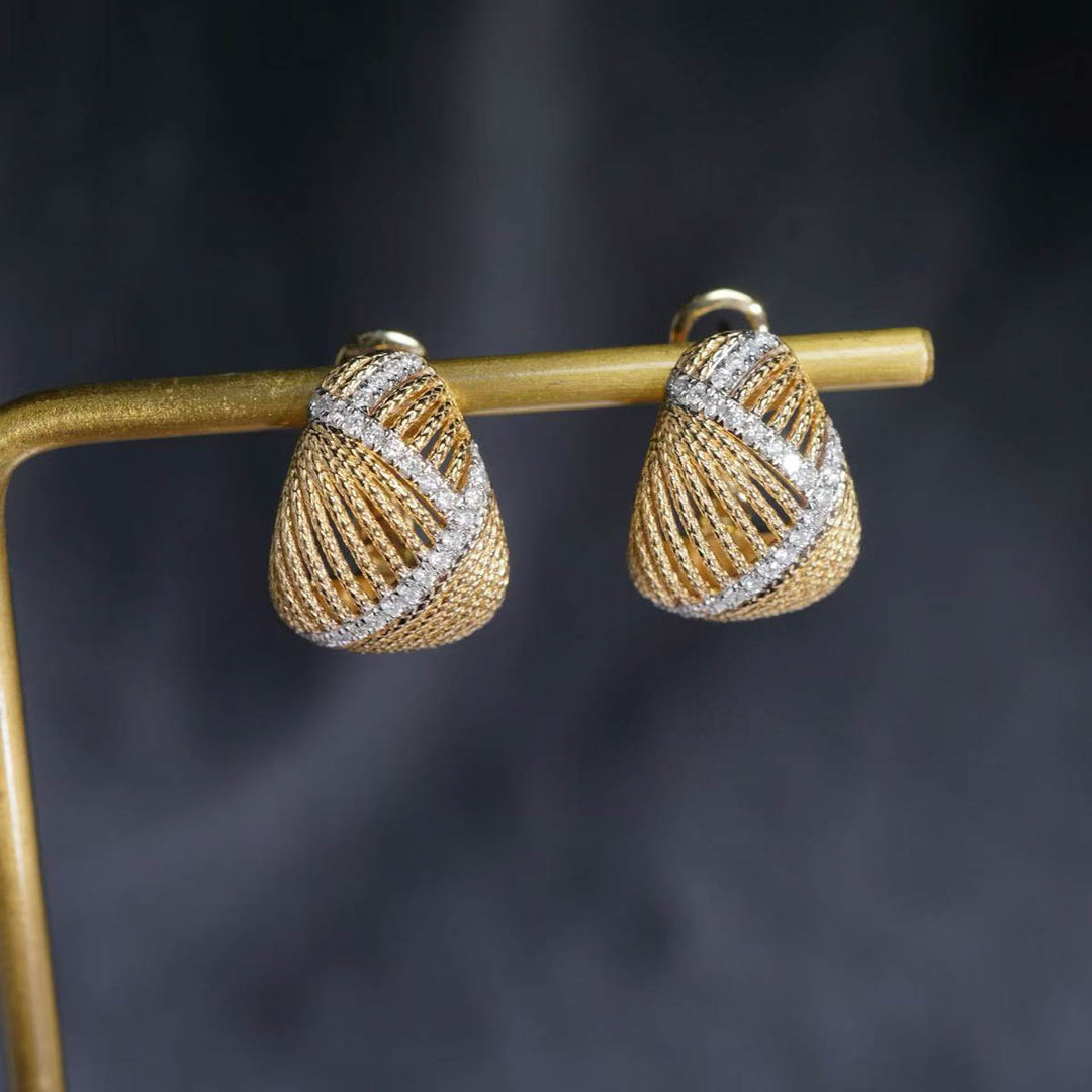 Natural White Diamond Earrings D:0.34ct D-E, 18K Gold