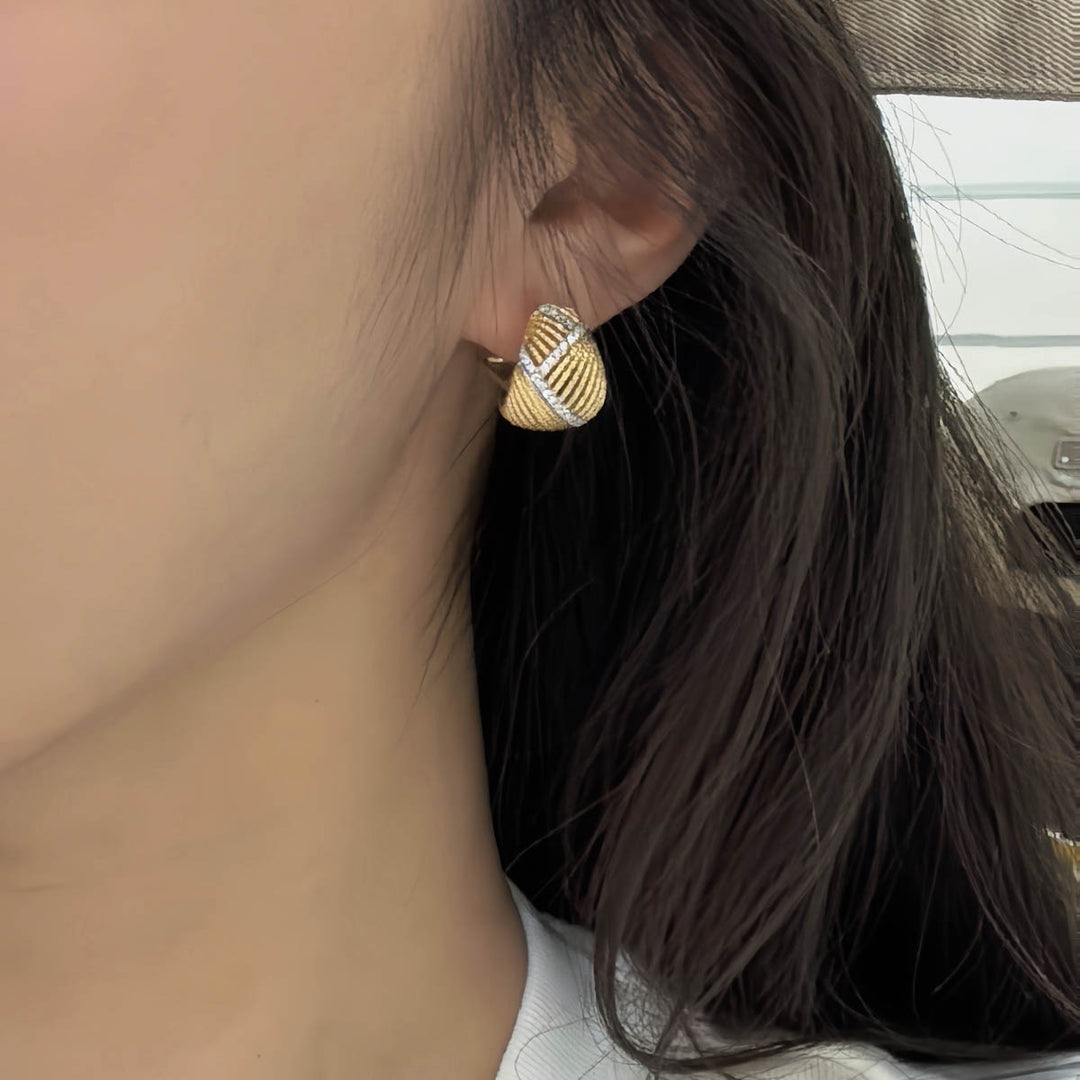 Natural White Diamond Earrings D:0.34ct D-E, 18K Gold
