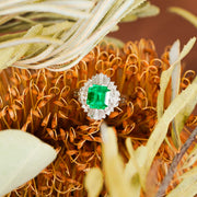 Columbia Natural Emerald Diamond Ring D1.77ct d0.6ct Platinum