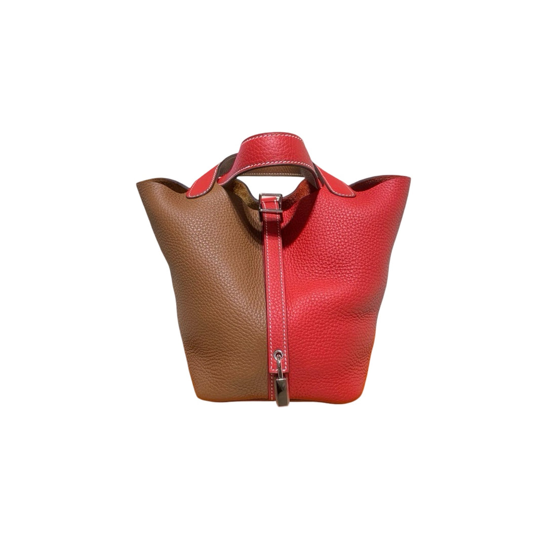 Hermes Picotin 18 Red/Gold Bag