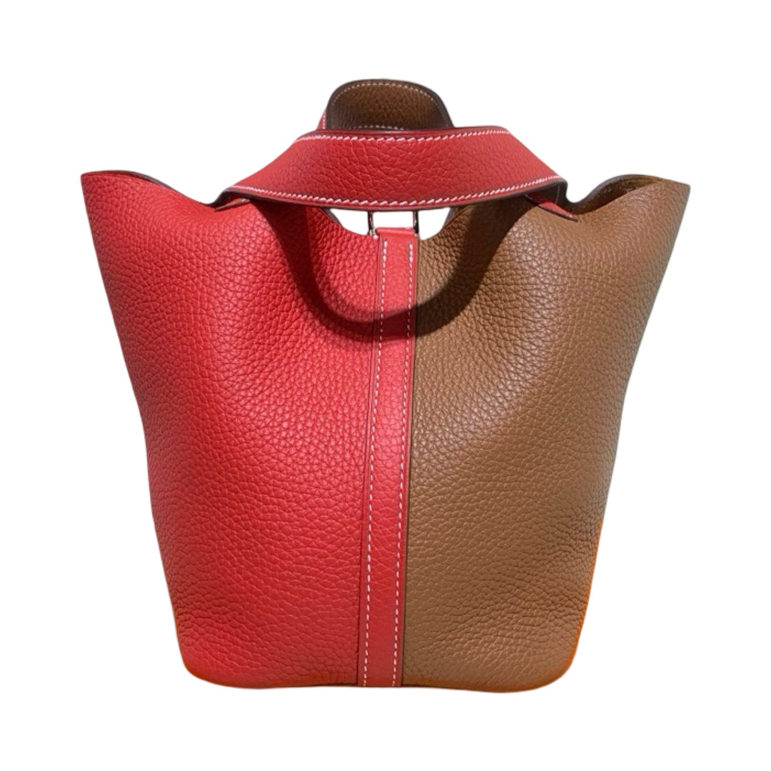 Hermes Picotin 18 Red/Gold Bag