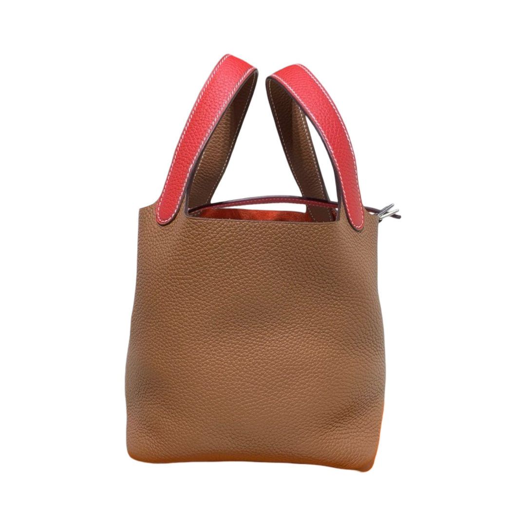 Hermes Picotin 18 Red/Gold Bag