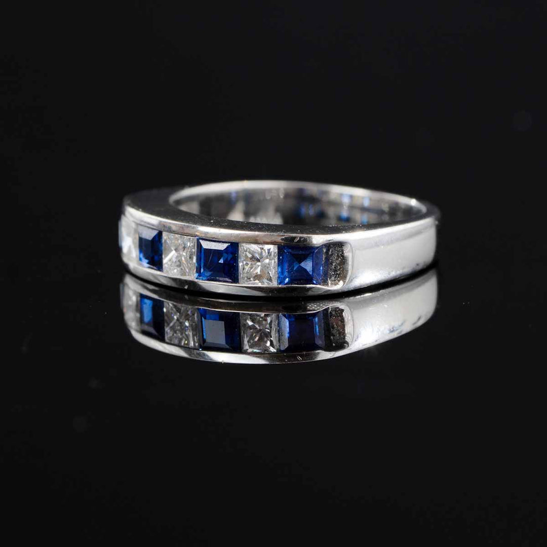 Natural Sapphire Stone Ring 0.45ct, Diamond 0.81ct Platinum Pt900