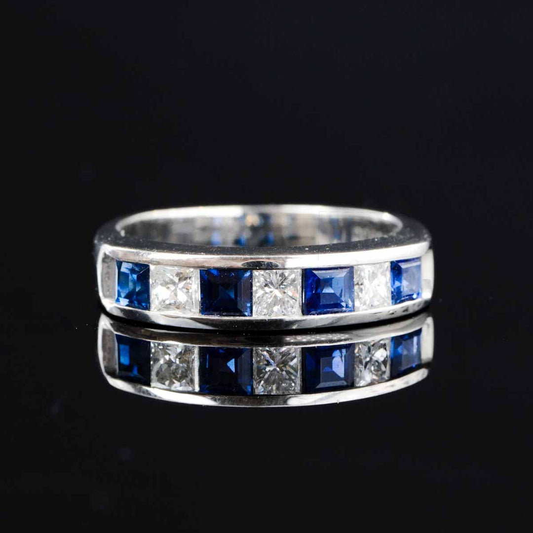 Natural Sapphire Stone Ring 0.45ct, Diamond 0.81ct Platinum Pt900