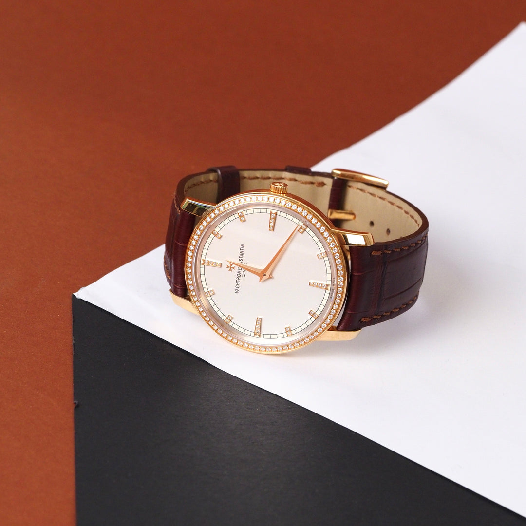 Vacheron Constanin Patrimony 38MM 18k Rose Gold Diamond AutoWatch