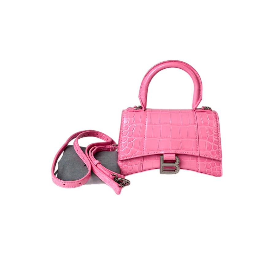 Balenciaga Hourglass Top Handle Pink Bag XS
