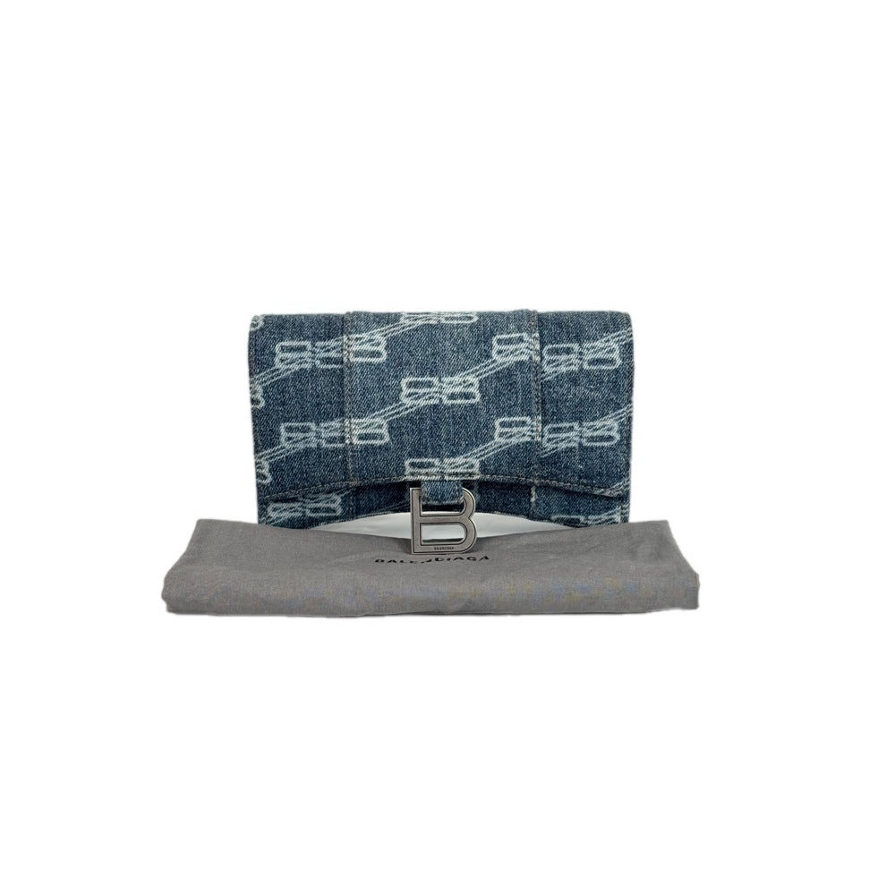 Balenciaga Denim BB Hourglass Chain Bag Blue