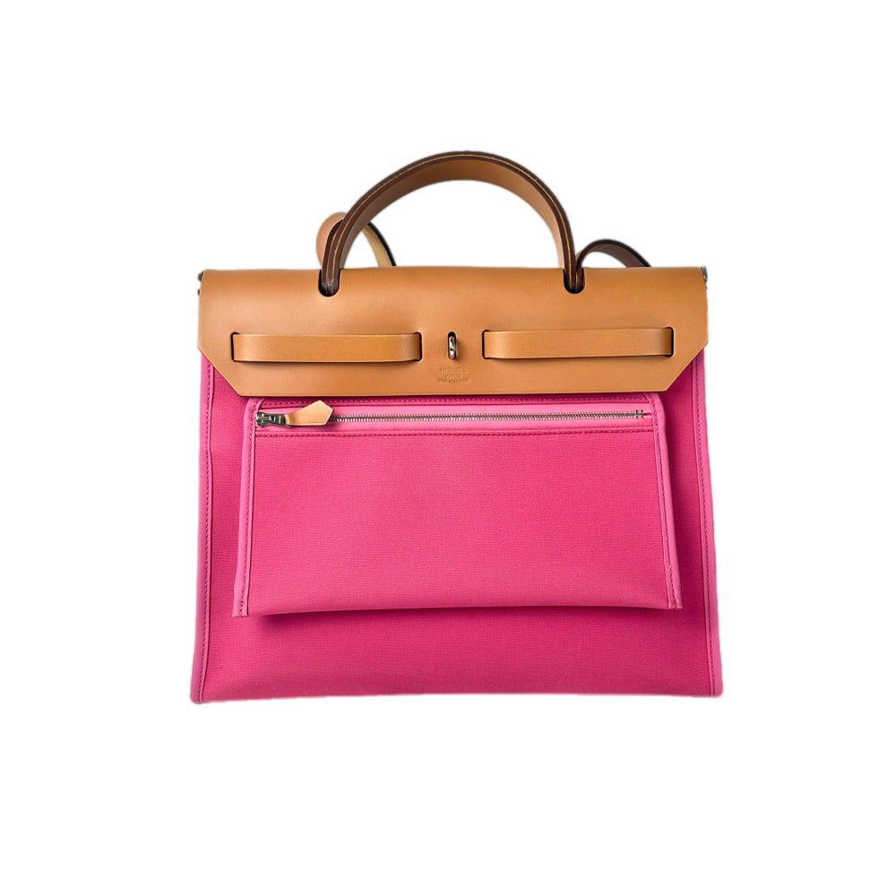 Hermes Herbag Zip Bag 31 Pink/Silver
