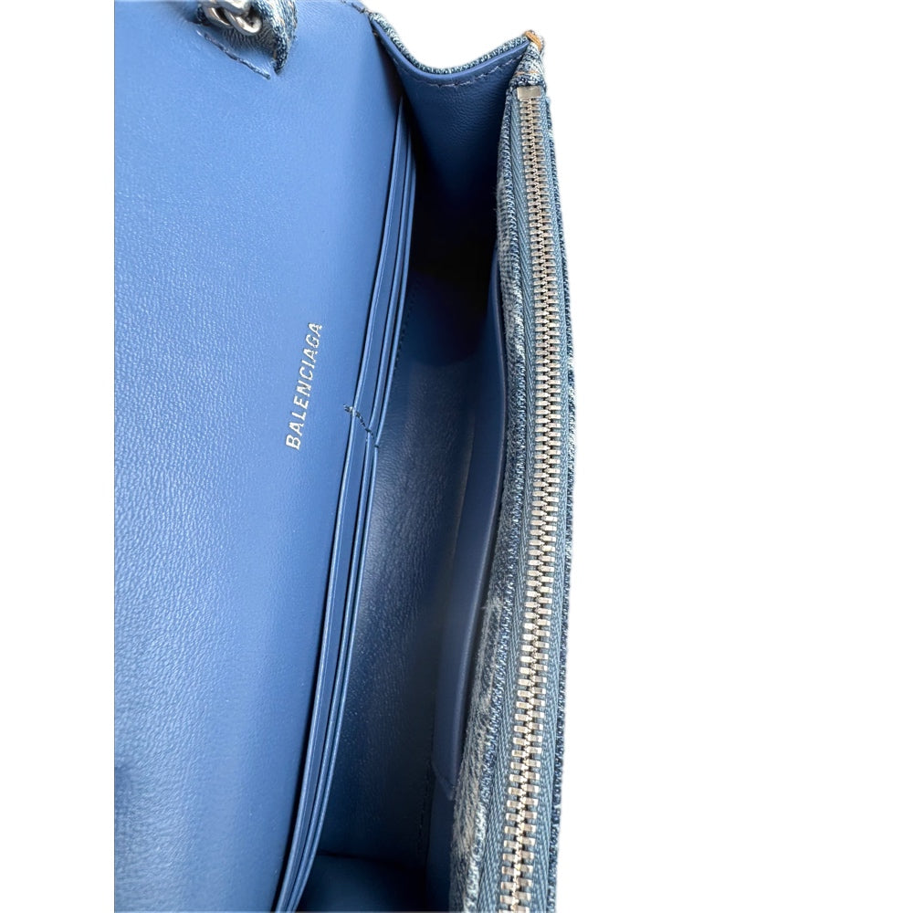 Balenciaga Denim BB Hourglass Chain Bag Blue