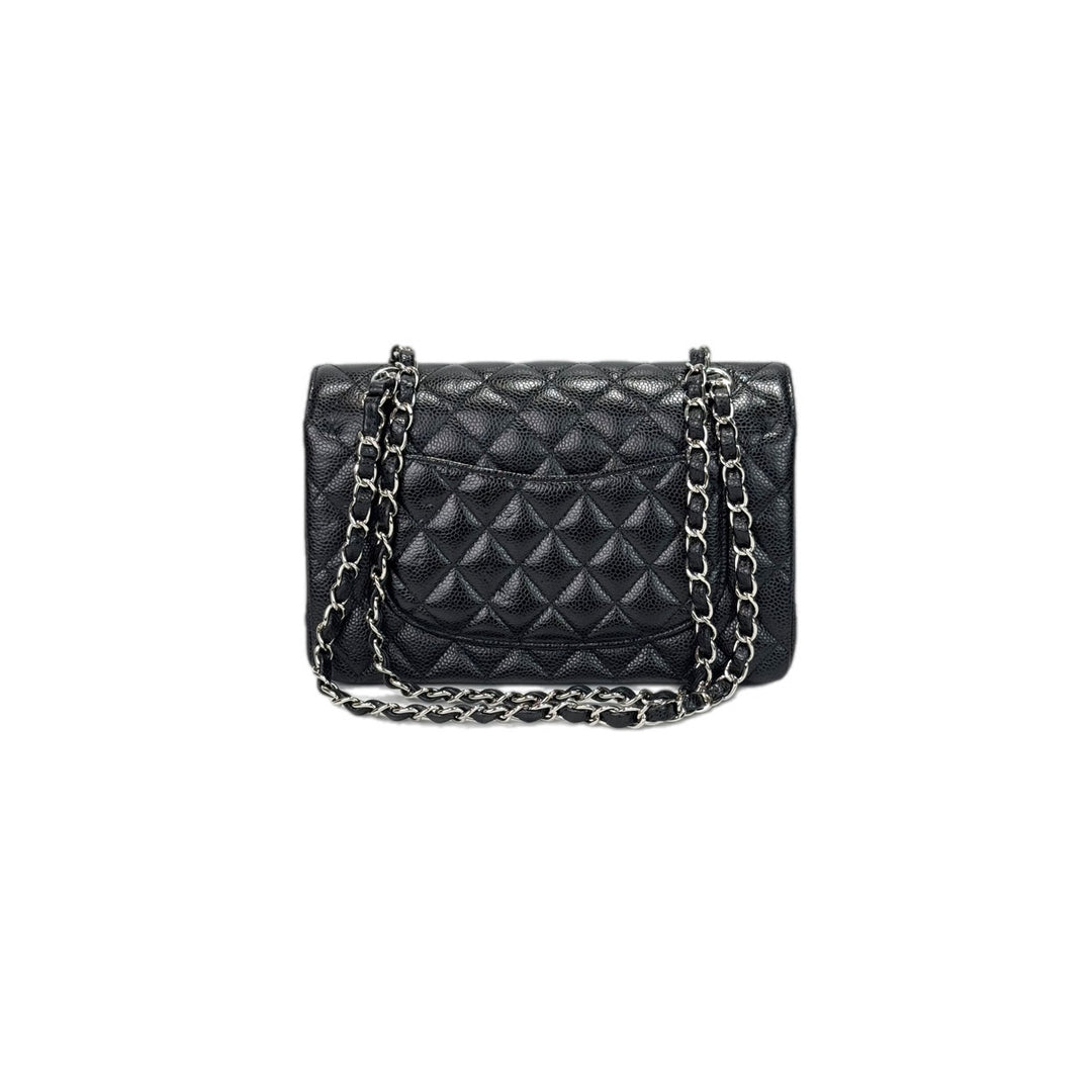 Chanel Small Classic Flap Bag Black Silver Caviar