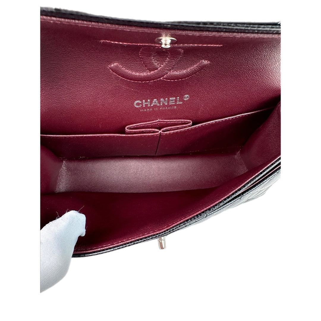 Chanel Small Classic Flap Bag Black Silver Caviar