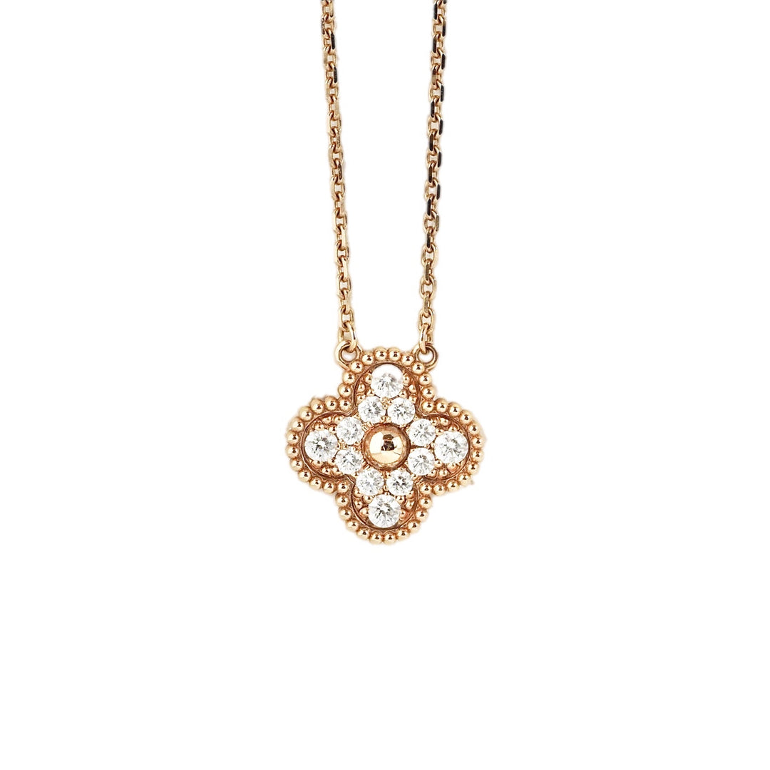 VCA Alhambra Necklaces Diamond 18K Rose Gold