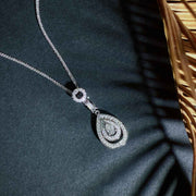 Natural White Diamond Pear Necklace D0.059ct d0.158ct,18K