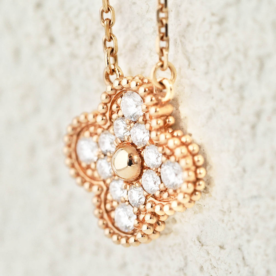 VCA Alhambra Necklaces Diamond 18K Rose Gold