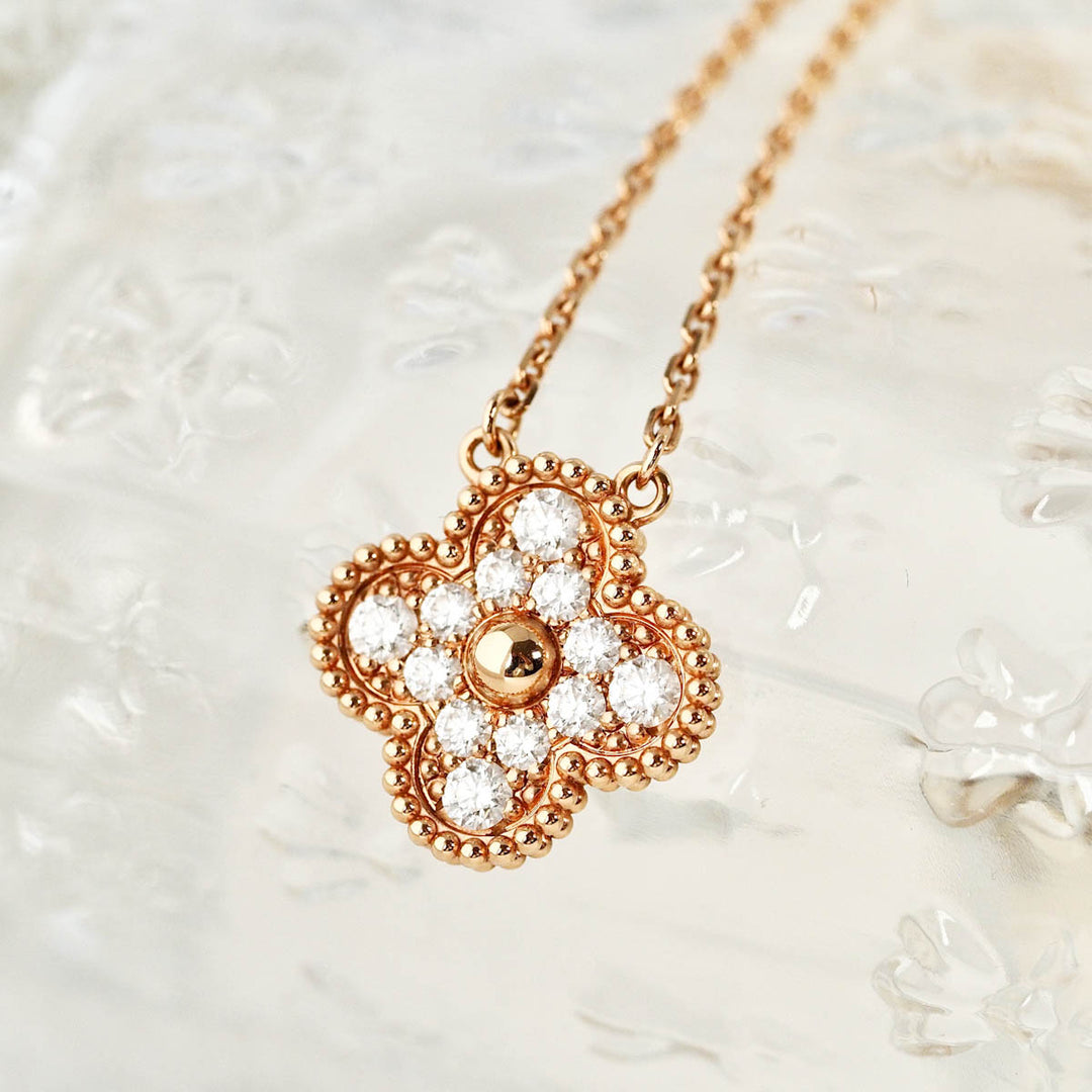 VCA Alhambra Necklaces Diamond 18K Rose Gold
