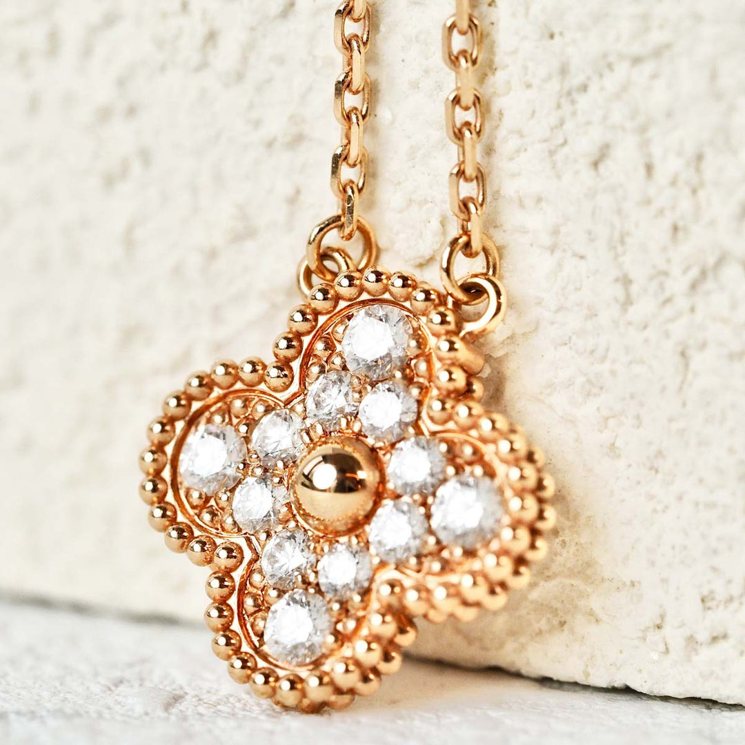 VCA Alhambra Necklaces Diamond 18K Rose Gold
