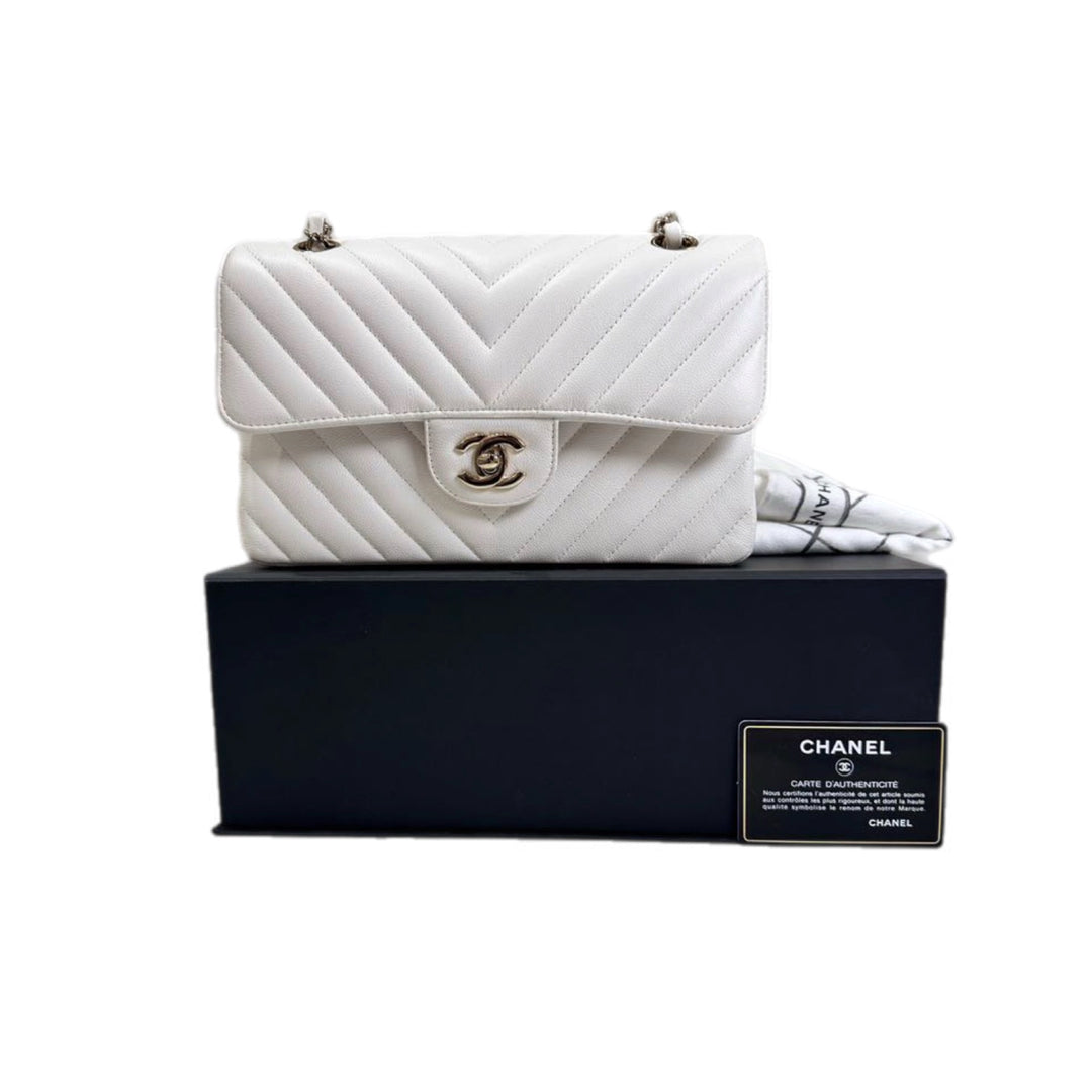 Chanel Classic Flap Small Bag V White
