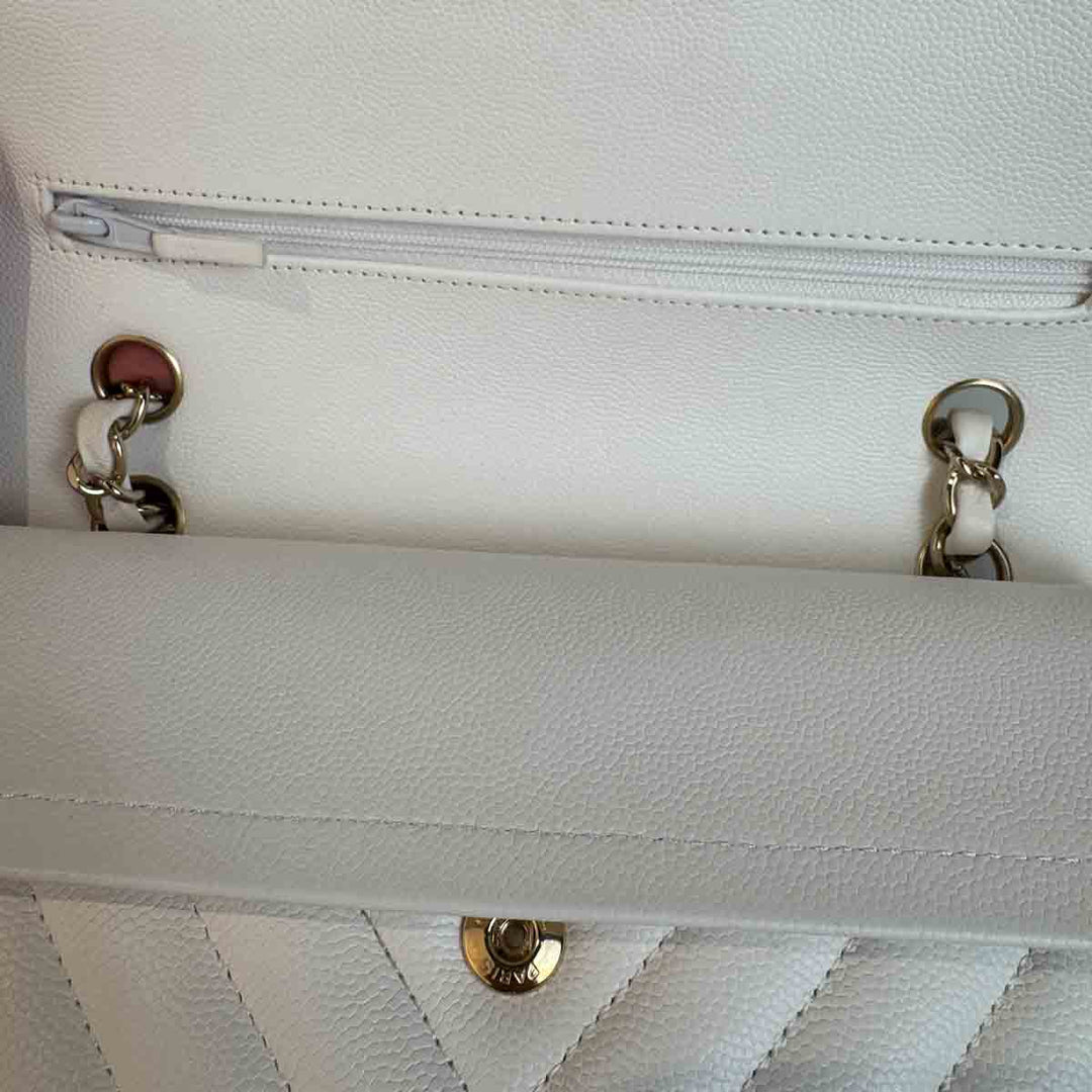 Chanel Classic Flap Small Bag V White