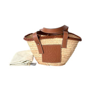 Loewe Basket Bag In Palm Leaf And Calfskin