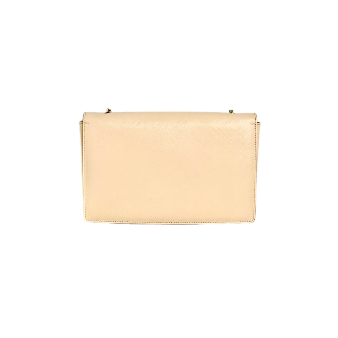 Ferragamo Nude Pink Bow Wallet on Chain Bag