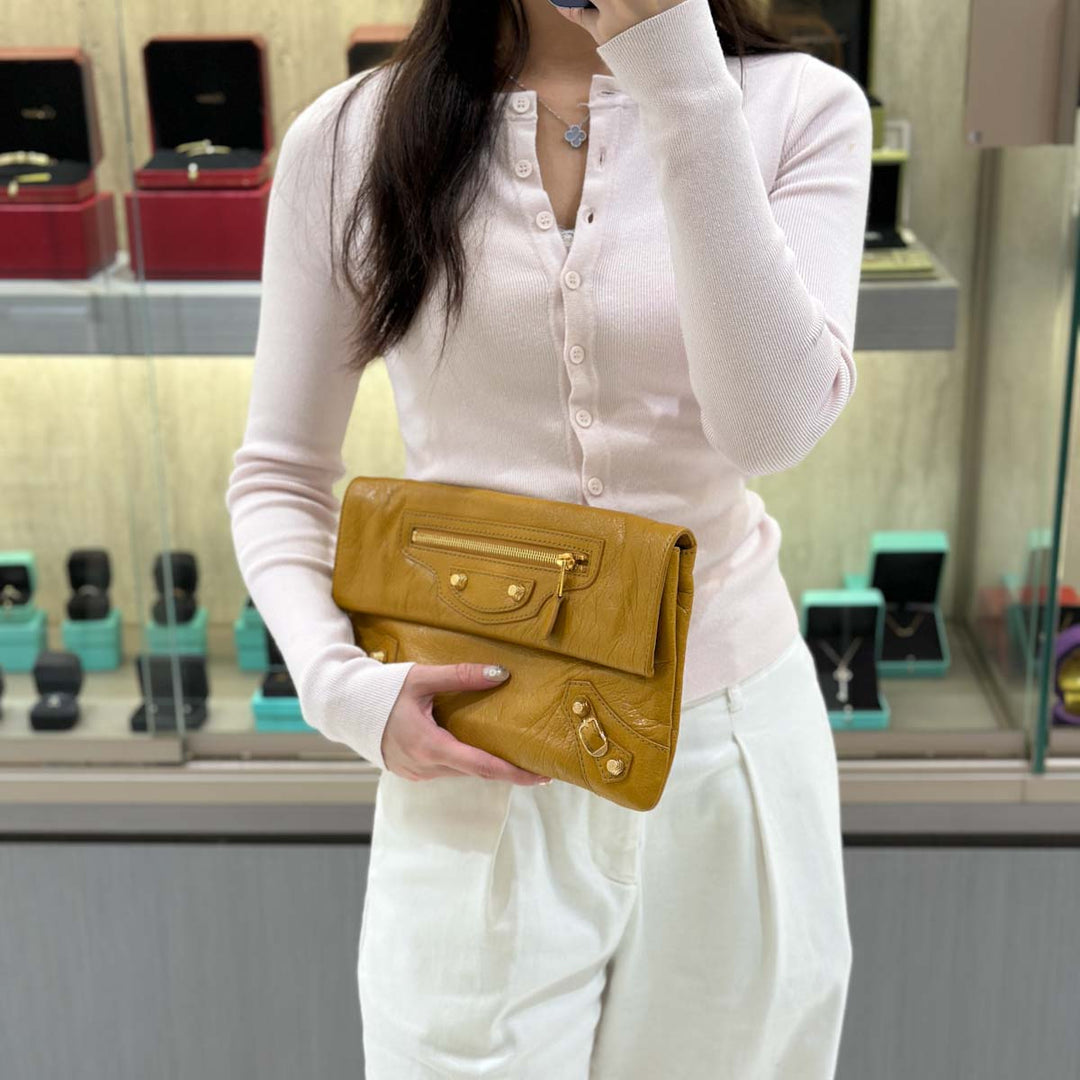 Balenciaga Yellow City Clutch Bag