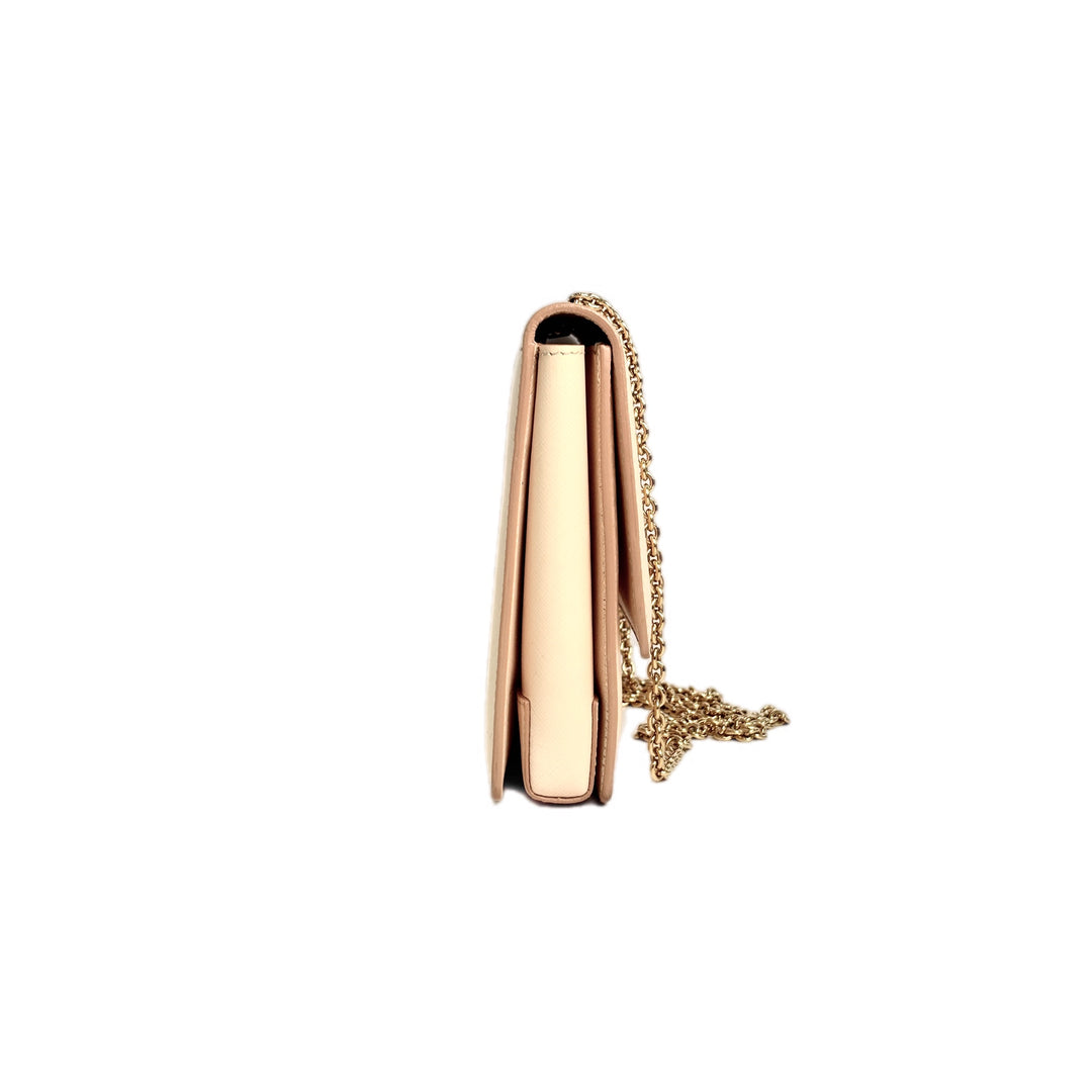 Ferragamo Nude Pink Bow Wallet on Chain Bag